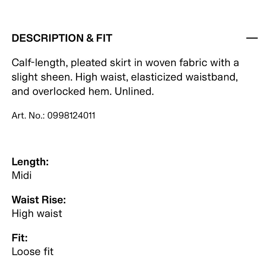 H&M Black A-Line Midi Skirt with Pleats - Picture 6 of 6